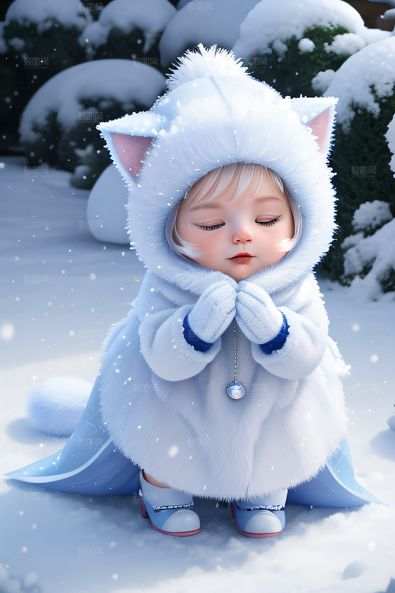 可爱宝贝猫咪变身雪后女王梦幻绚丽