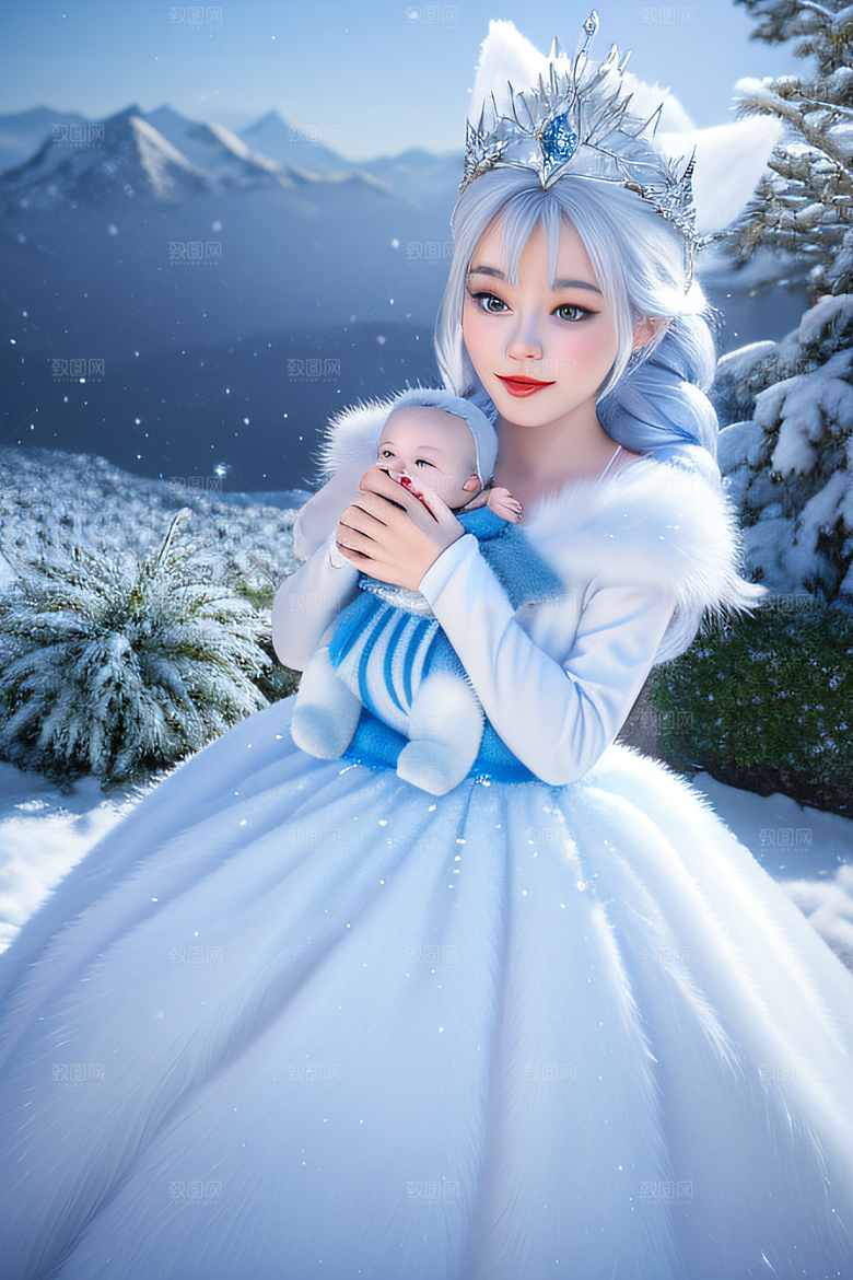 可爱宝贝猫咪变身雪后女王梦幻绚丽