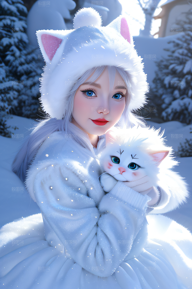 可爱宝贝猫咪变身雪后女王梦幻绚丽