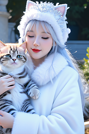 可爱宝贝猫咪变身雪后女王梦幻绚丽