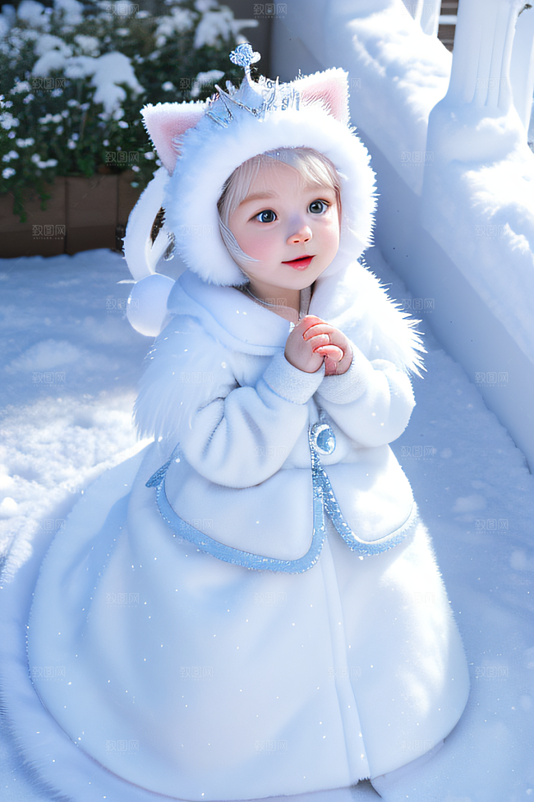 可爱宝贝猫咪变身雪后女王梦幻绚丽