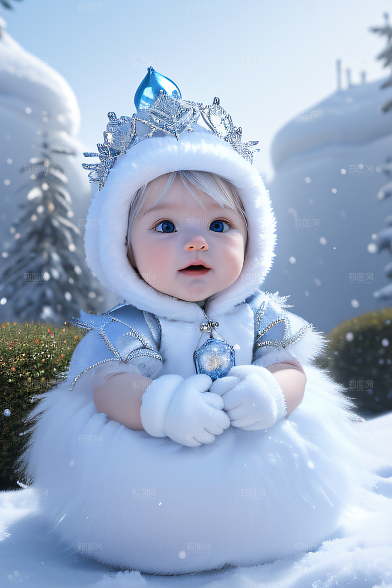 可爱宝贝猫咪变身雪后女王梦幻绚丽