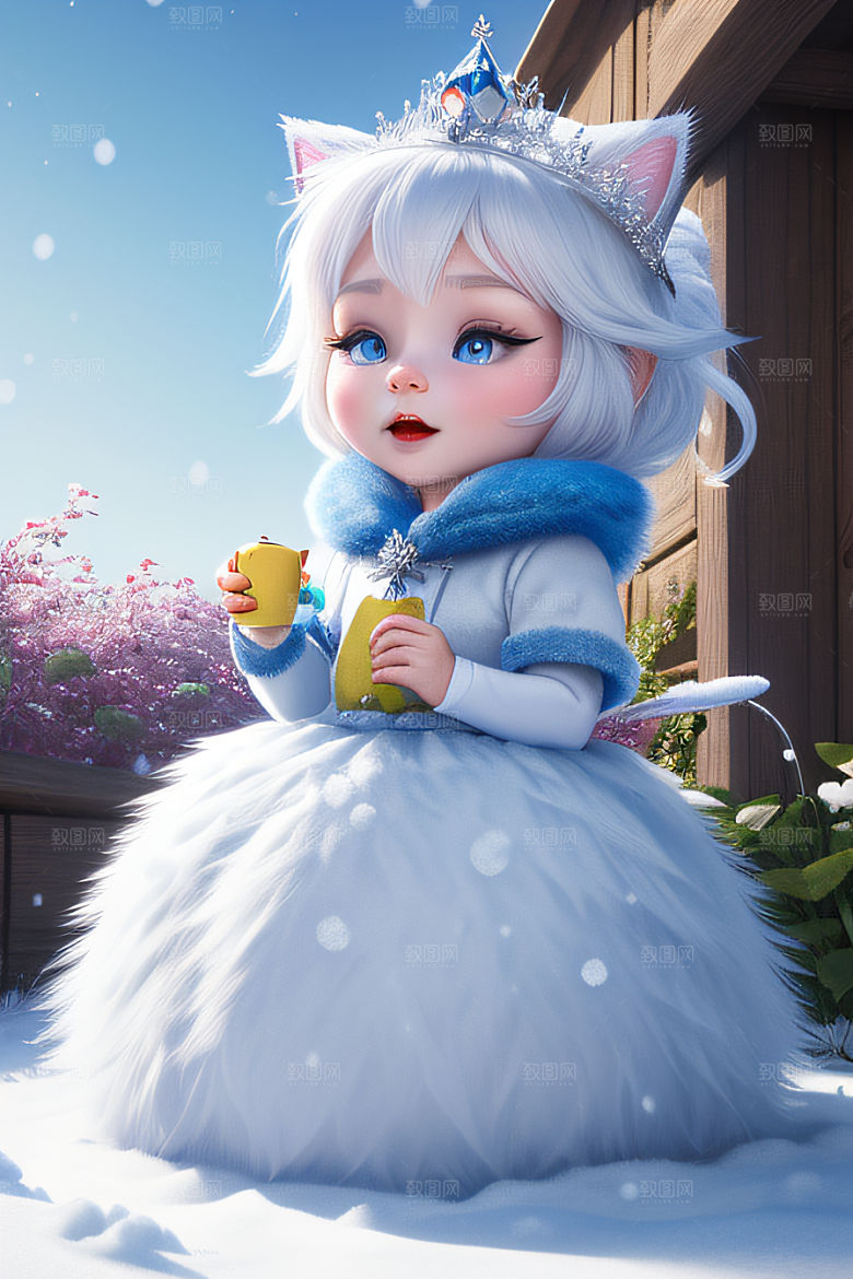 可爱宝贝猫咪变身雪后女王梦幻绚丽