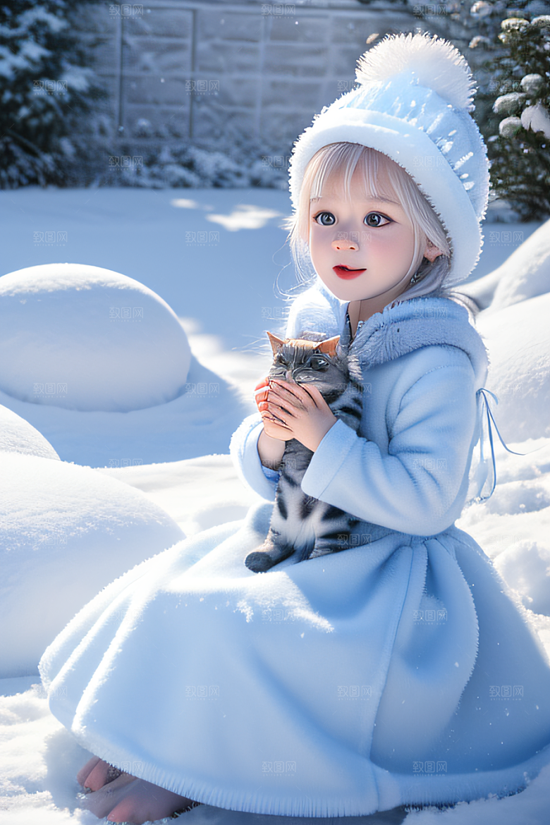 可爱宝贝猫咪变身雪后女王梦幻绚丽