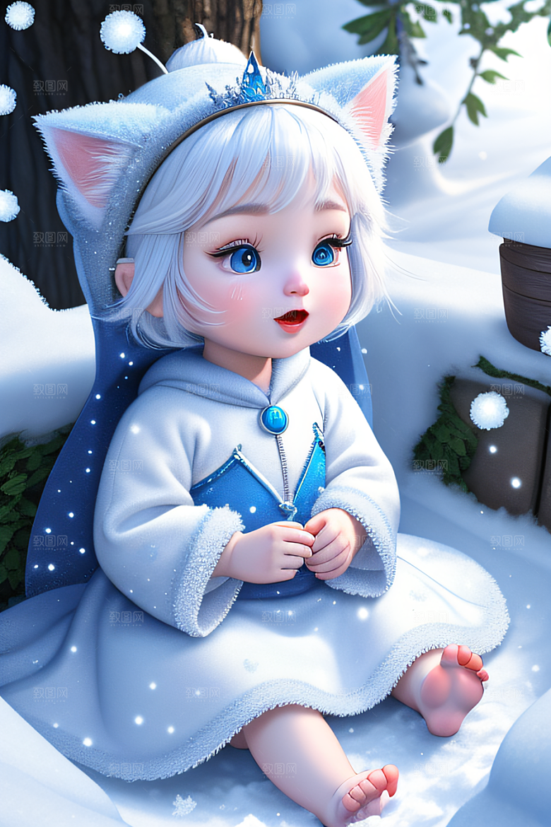 小猫咪化身皮克斯风格雪后女王可爱如画