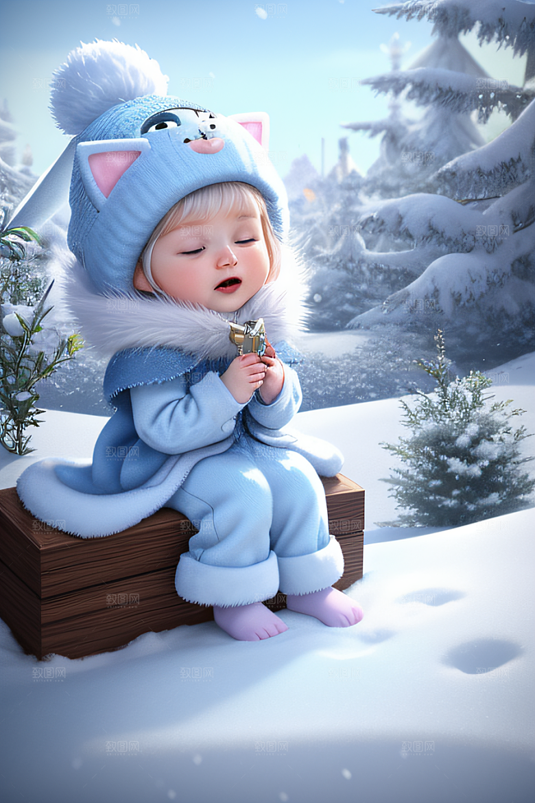 小猫咪化身皮克斯风格雪后女王可爱如画