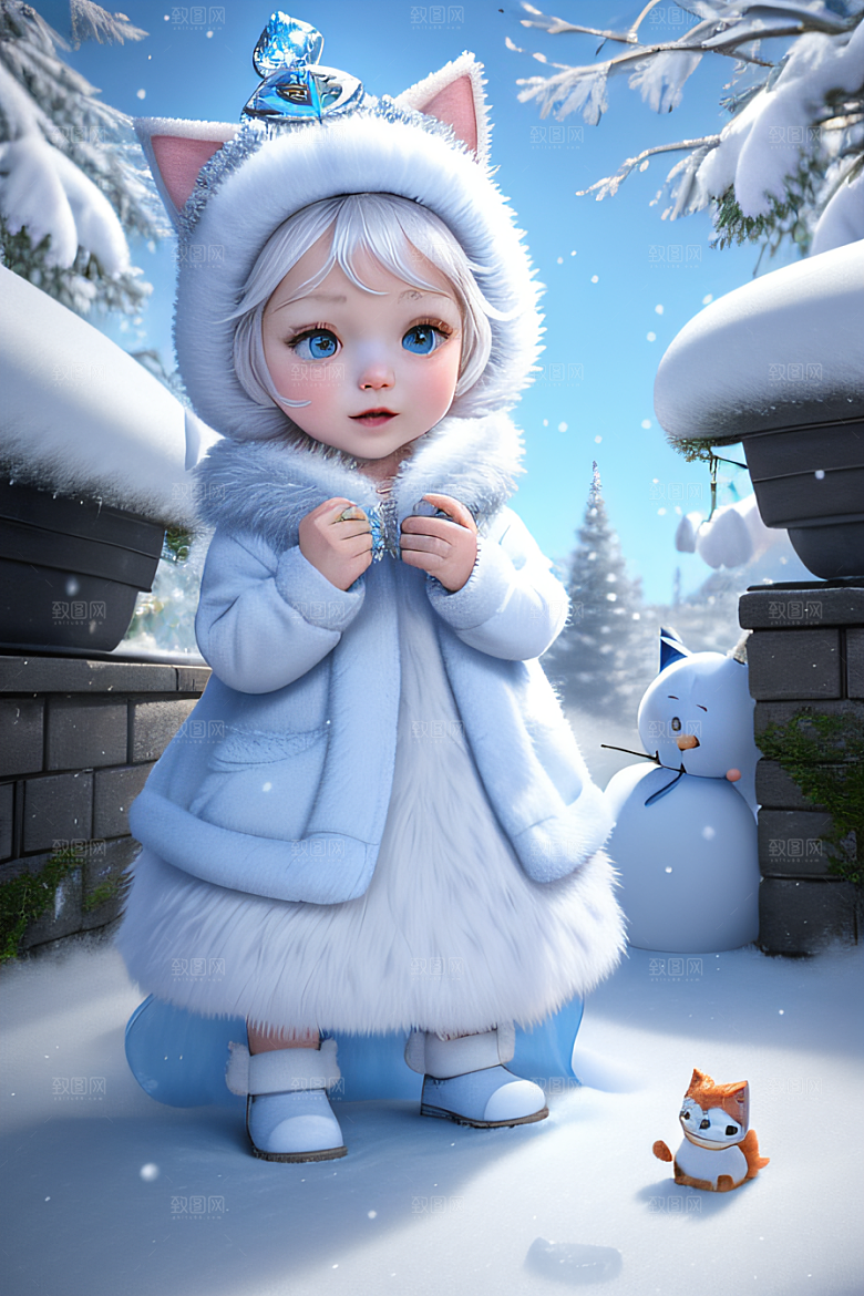 可爱宝贝猫咪穿上雪后女王装扮梦幻可爱
