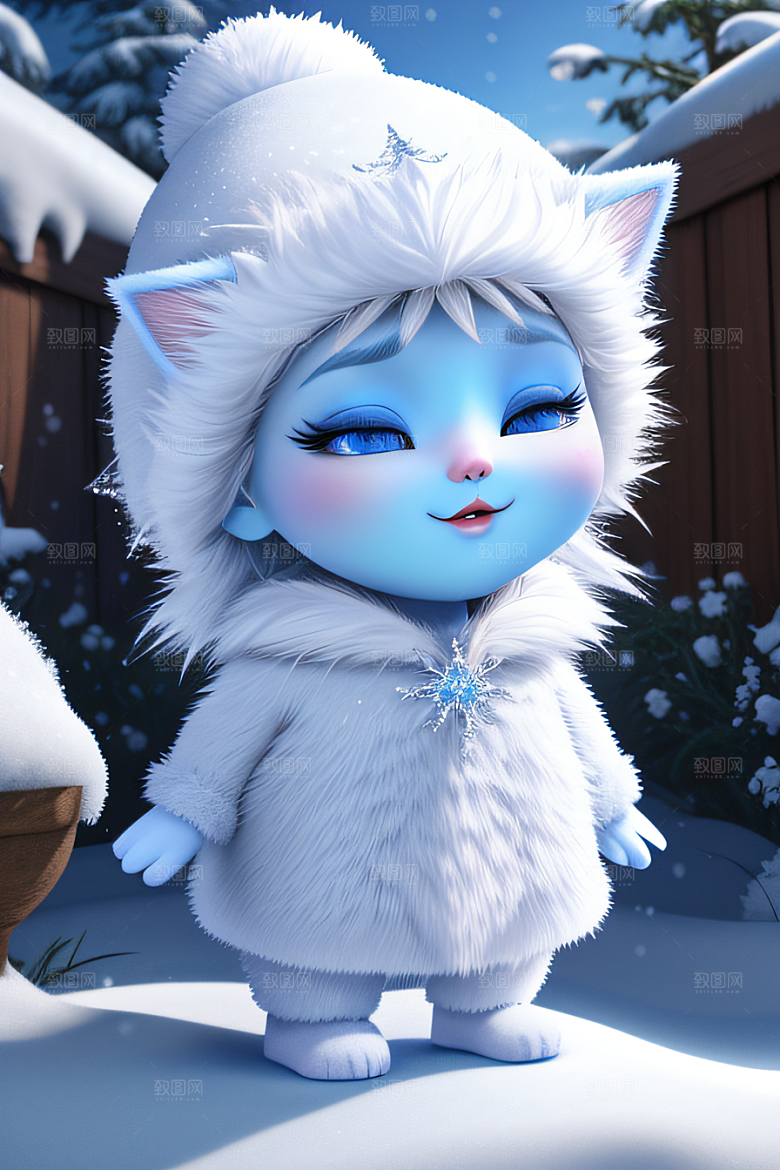 小猫咪化身皮克斯风格雪后女王可爱如画