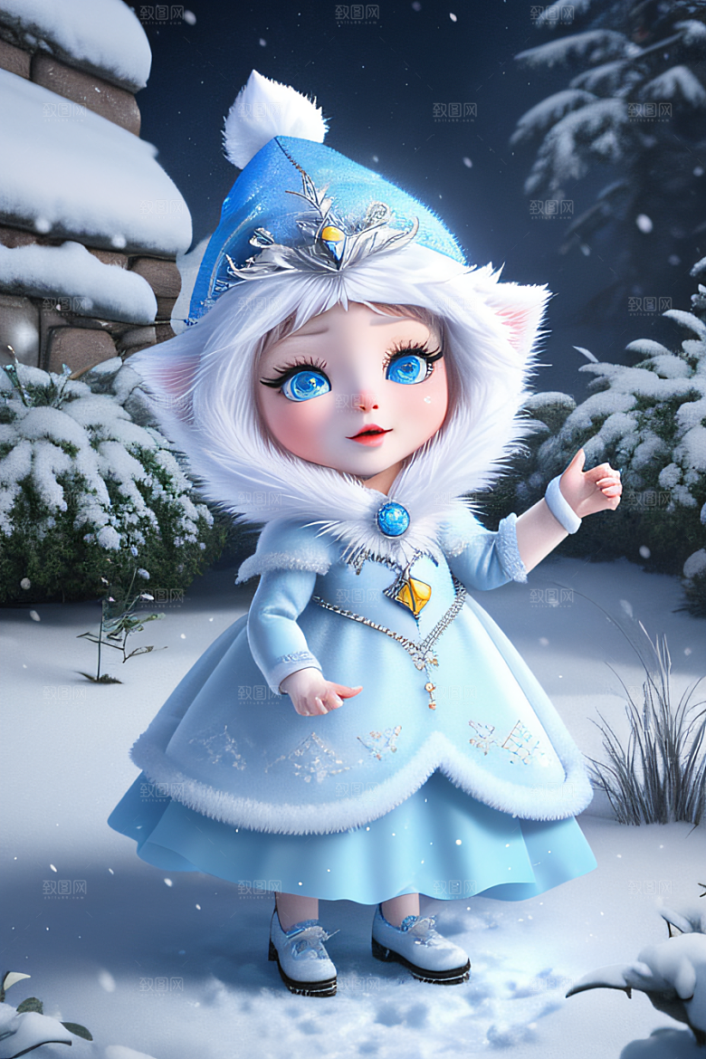 可爱宝贝猫咪穿上雪后女王装扮梦幻可爱