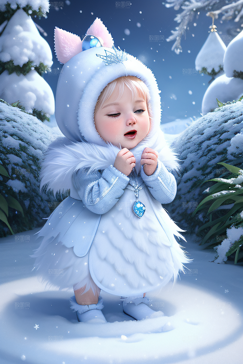 可爱宝贝猫咪穿上雪后女王装扮梦幻可爱