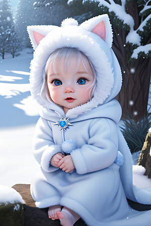 可爱宝贝猫咪穿上雪后女王装扮梦幻可爱