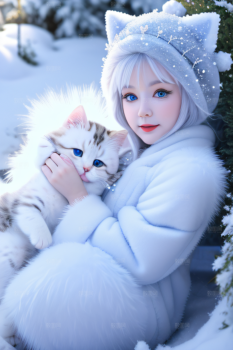 可爱宝贝猫咪穿上雪后女王装扮梦幻可爱