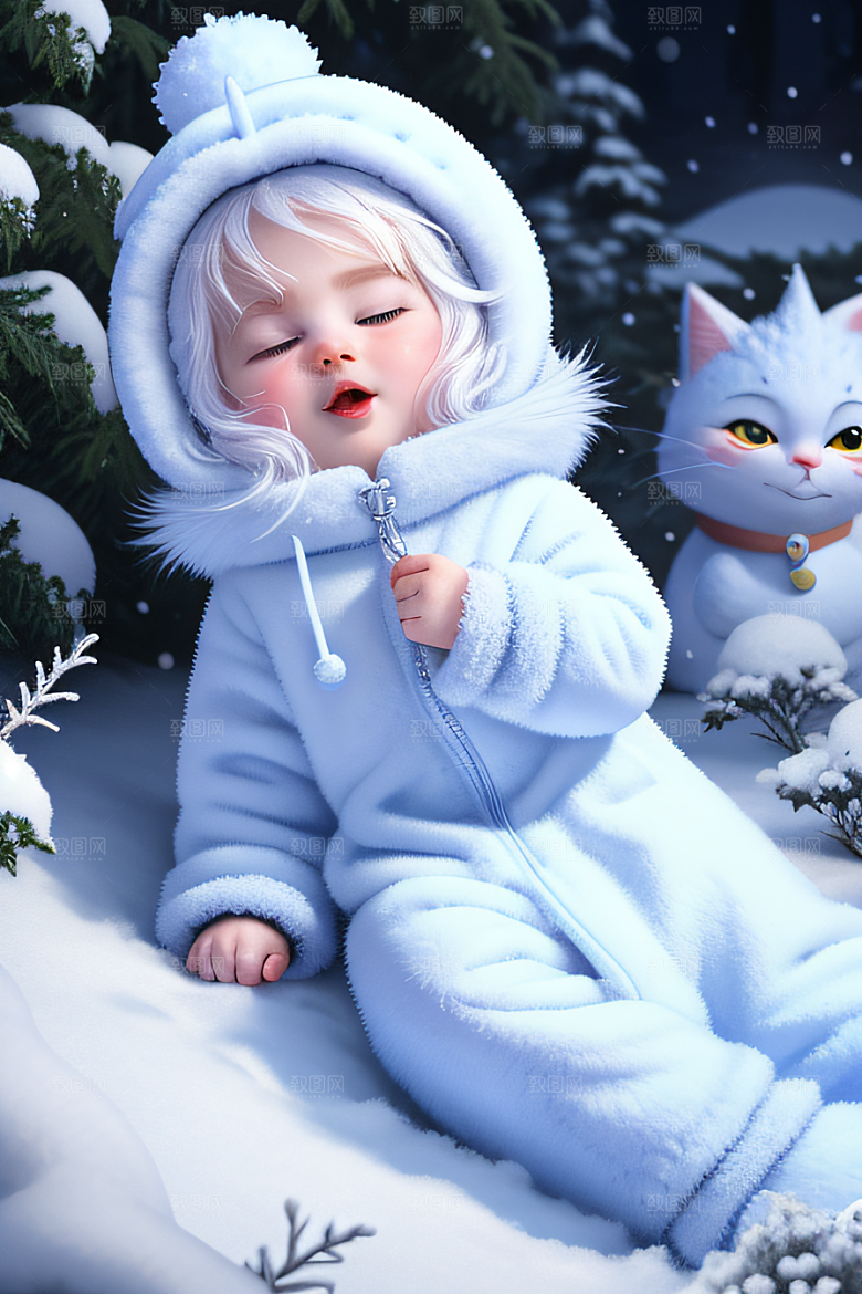 可爱宝贝猫咪穿上雪后女王装扮梦幻可爱