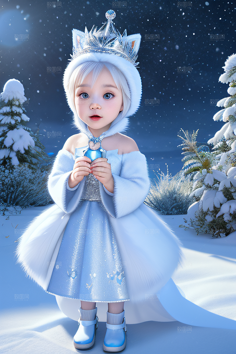 可爱宝贝猫咪穿上雪后女王装扮梦幻可爱