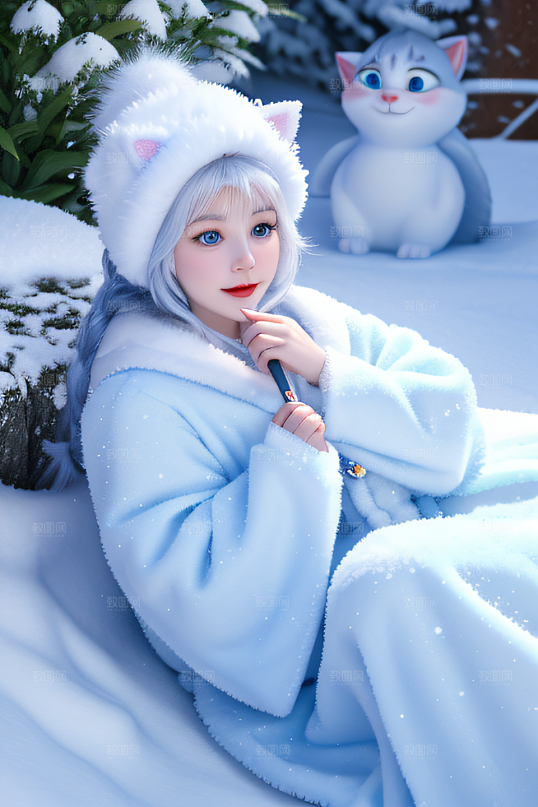 可爱宝贝猫咪穿上雪后女王装扮梦幻可爱