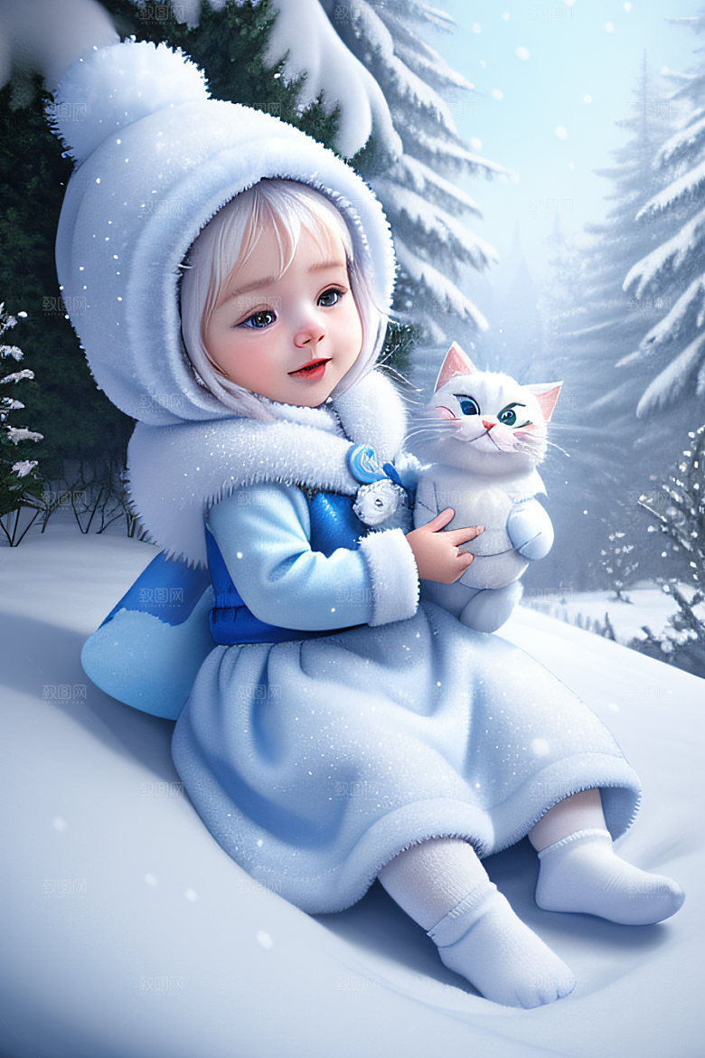 可爱宝贝猫咪穿上雪后女王装扮梦幻可爱