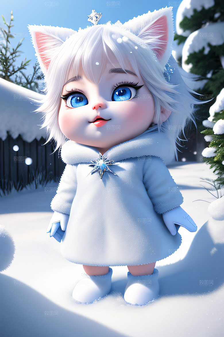 可爱宝贝猫咪穿上雪后女王装扮梦幻可爱
