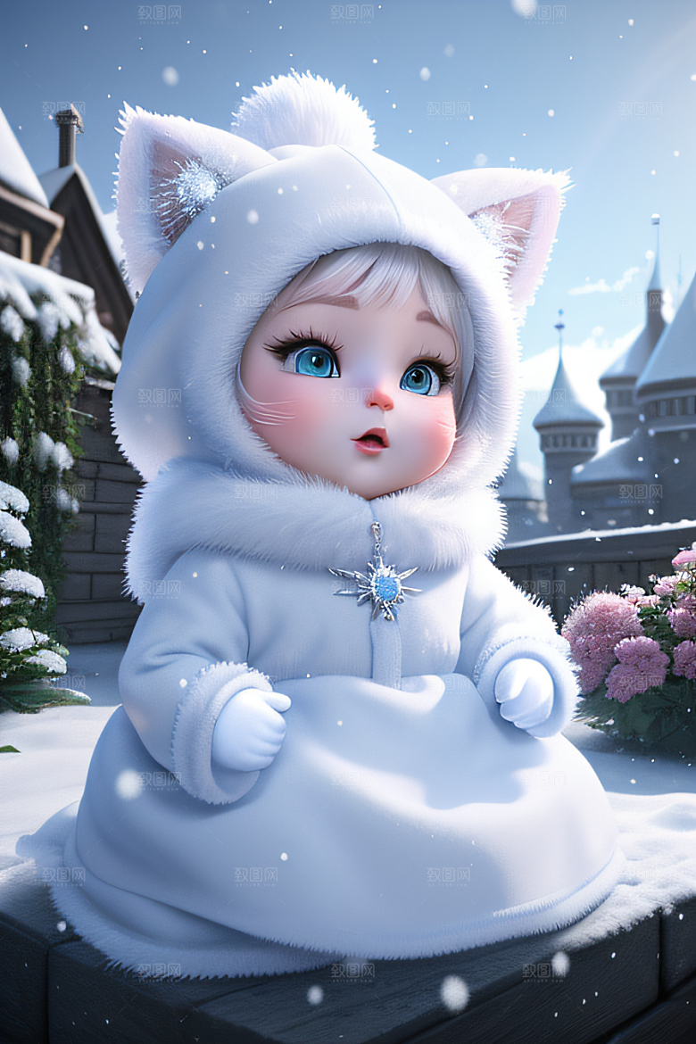 可爱宝贝猫咪穿上雪后女王装扮梦幻可爱