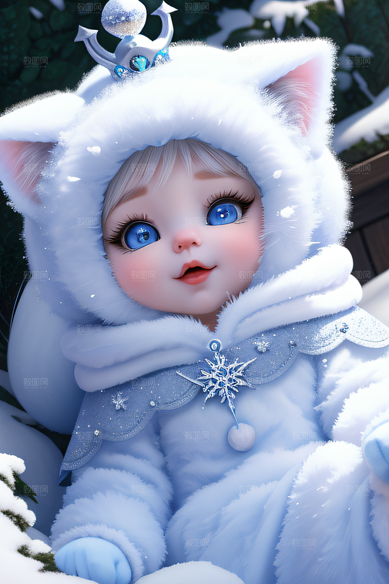 可爱宝贝猫咪变身雪后女王皮克斯之美