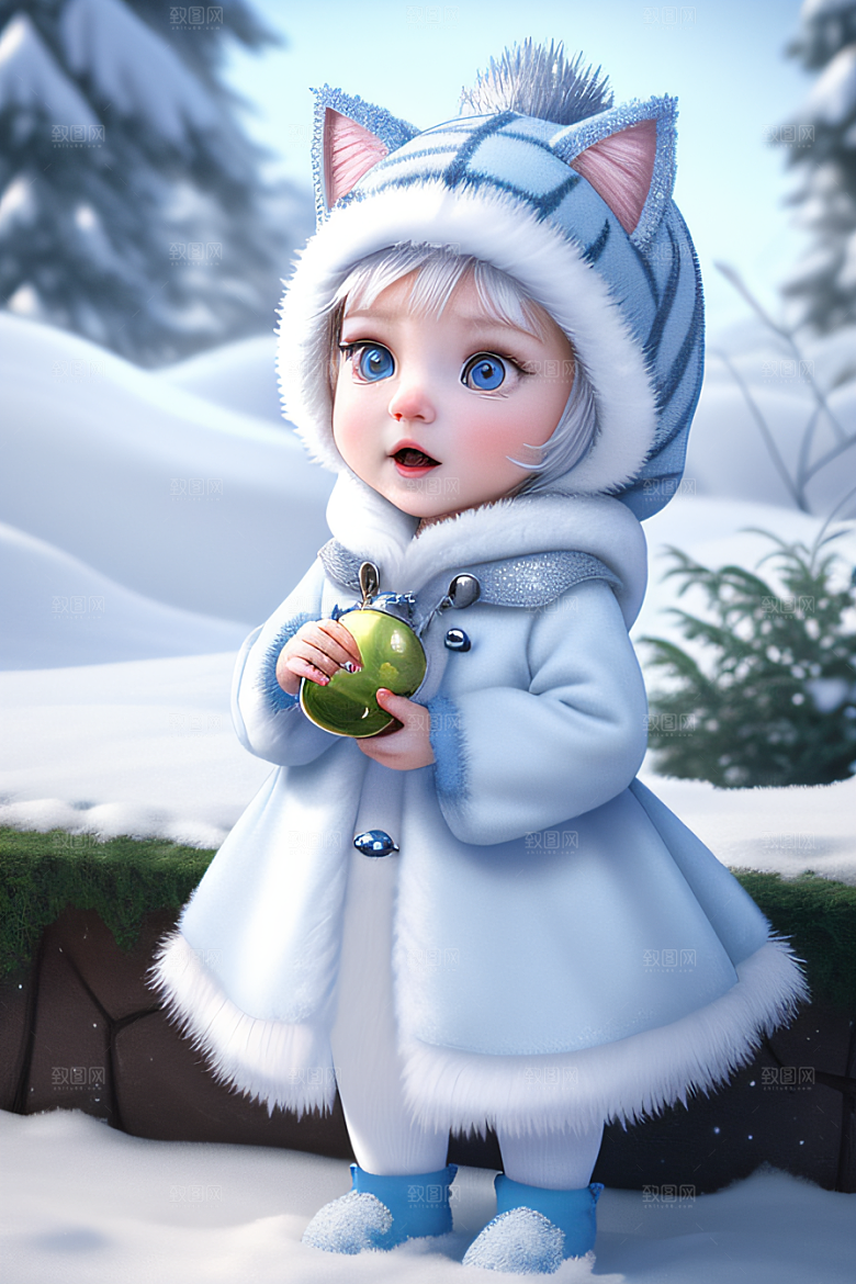 可爱宝贝猫咪穿上雪后女王装扮梦幻可爱