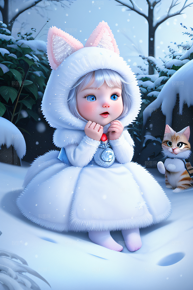 可爱宝贝猫咪变身雪后女王皮克斯之美