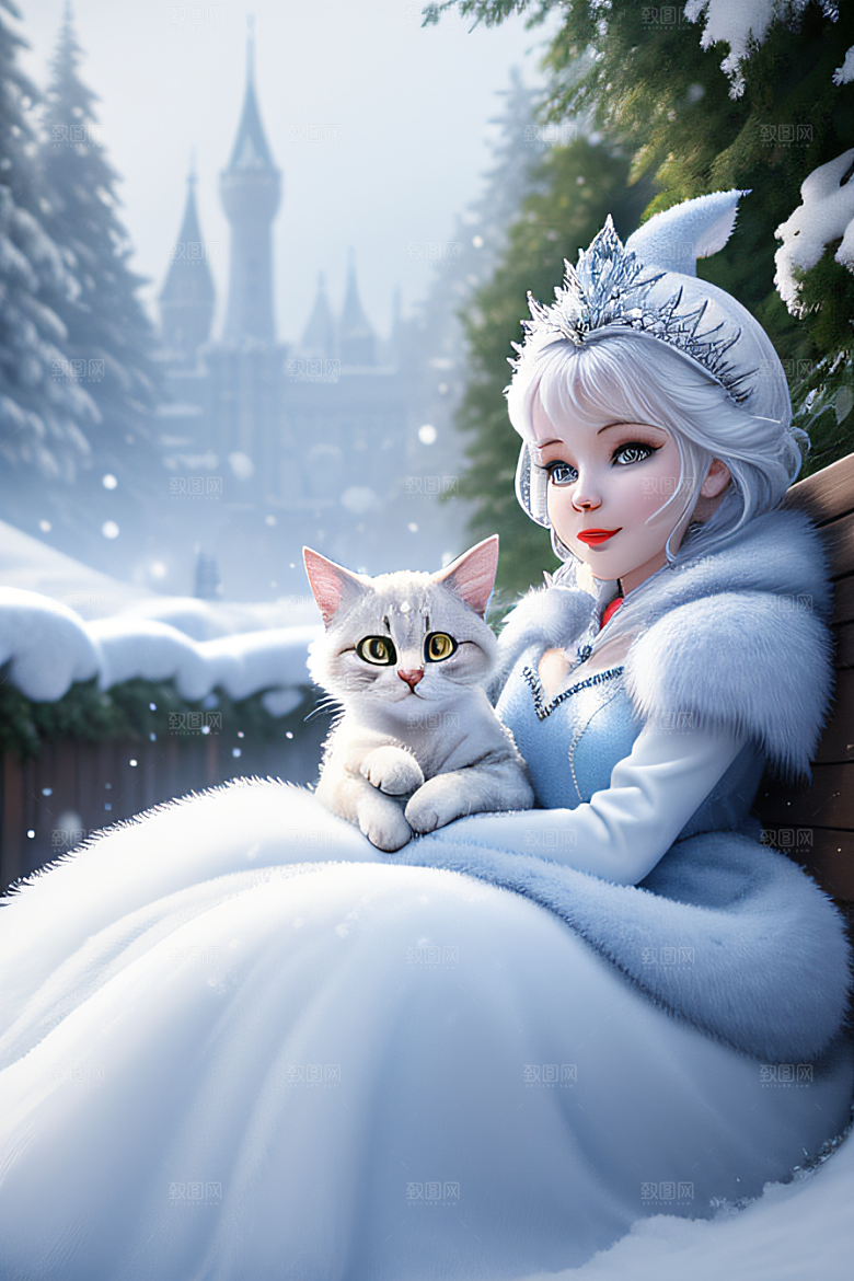 可爱宝贝猫咪变身雪后女王皮克斯之美