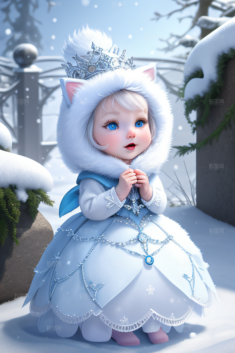 可爱宝贝猫咪变身雪后女王皮克斯之美