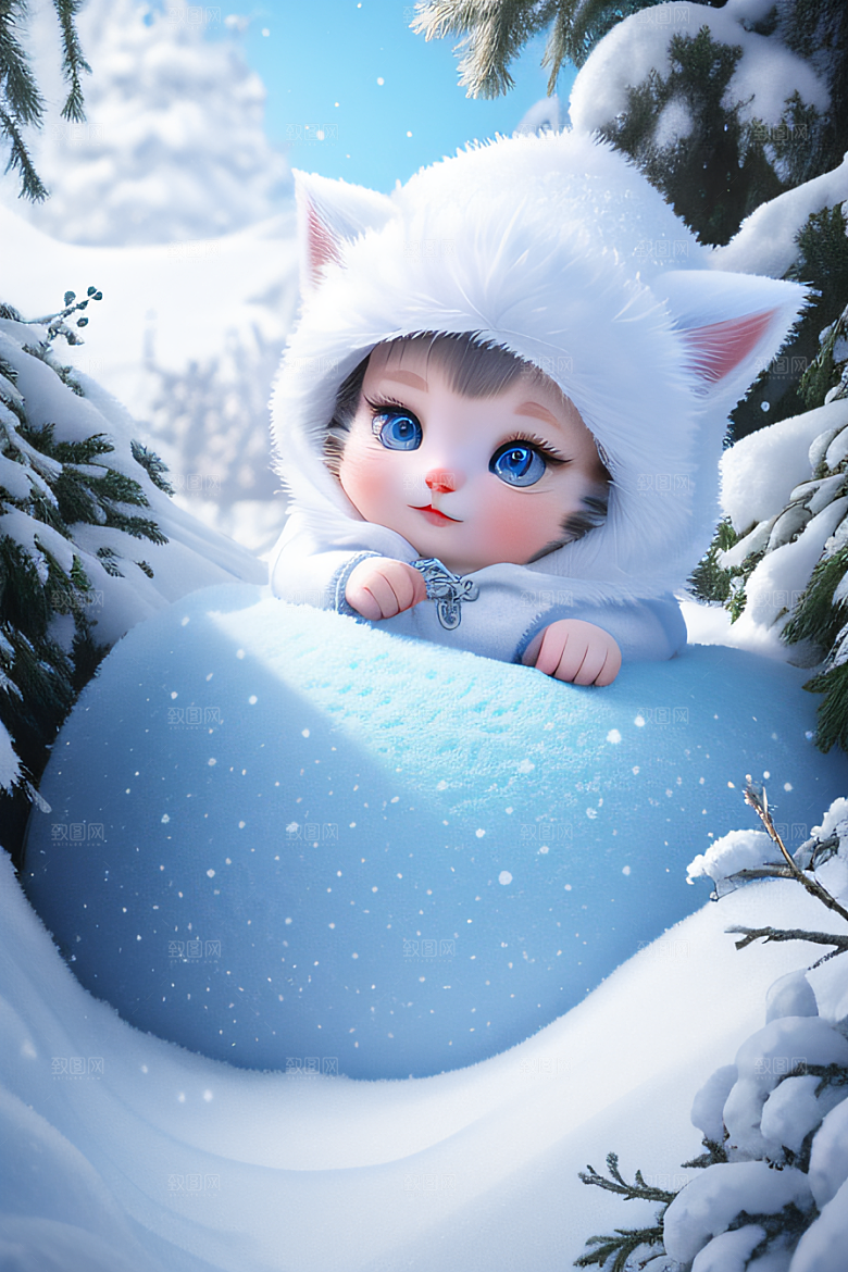 可爱宝贝猫咪变身雪后女王皮克斯之美
