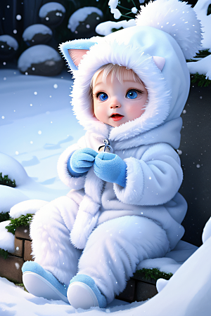 小猫咪化身皮克斯风格雪后女王迷人可爱