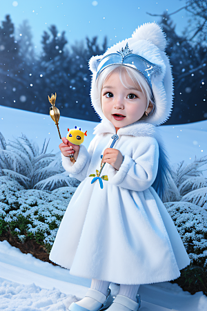 小猫咪化身皮克斯风格雪后女王迷人可爱