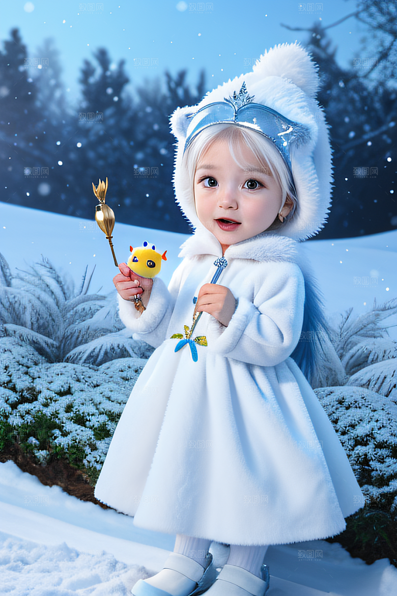 小猫咪化身皮克斯风格雪后女王迷人可爱