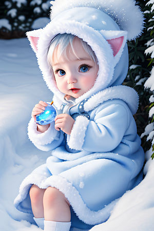小猫咪化身皮克斯风格雪后女王迷人可爱