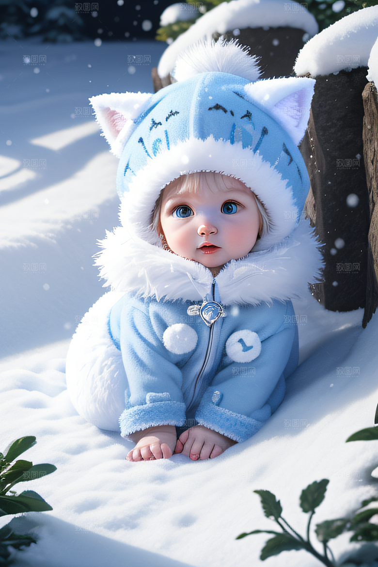 小猫咪化身皮克斯风格雪后女王迷人可爱
