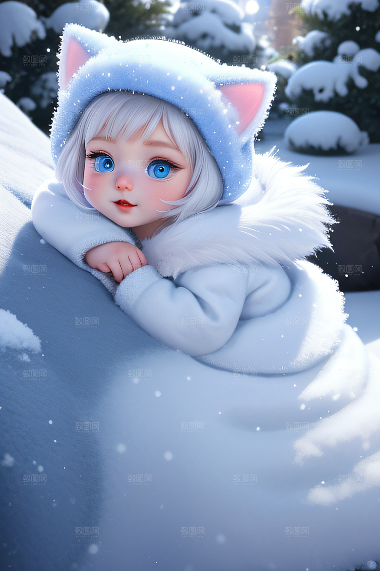 可爱宝贝猫咪穿上雪后女王装扮皮克斯风