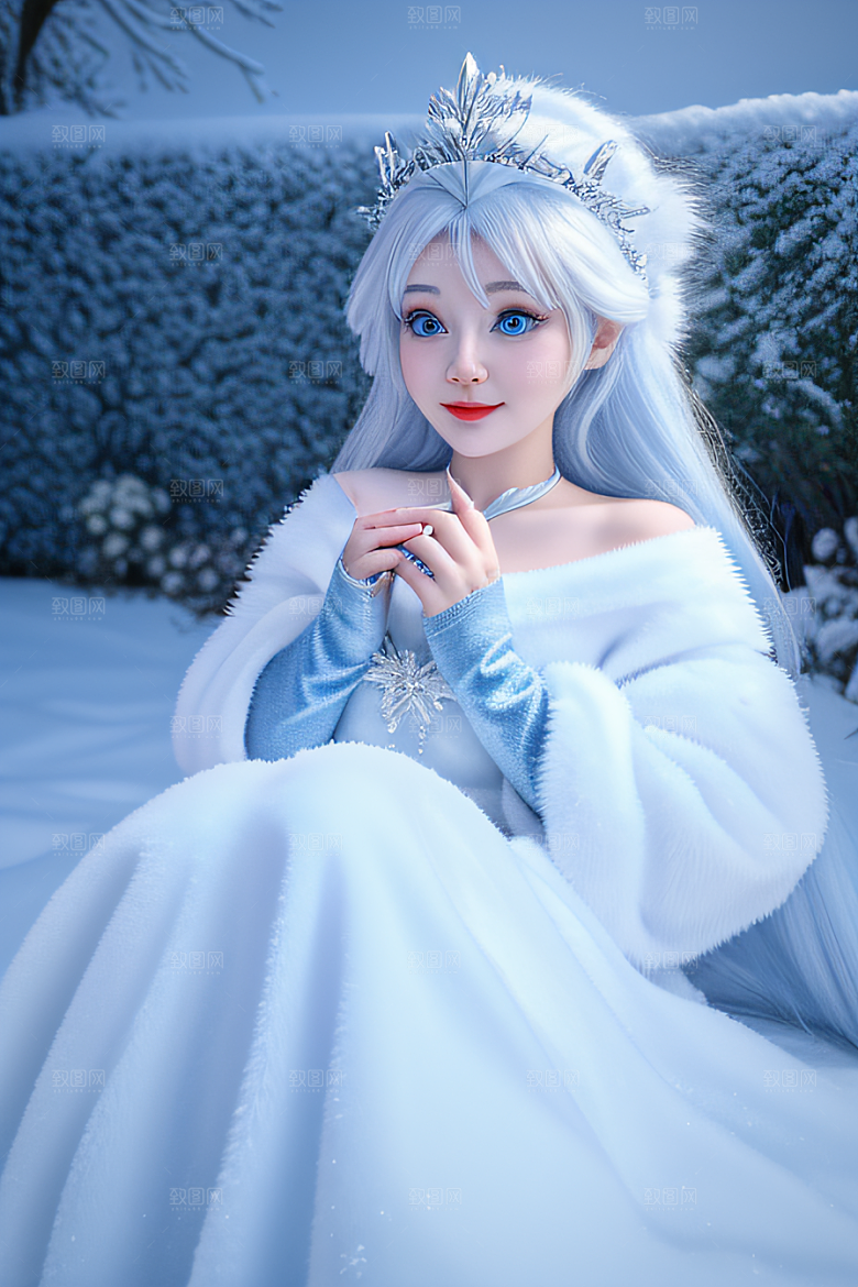 小猫咪扮演皮克斯风格雪后女王可爱模样