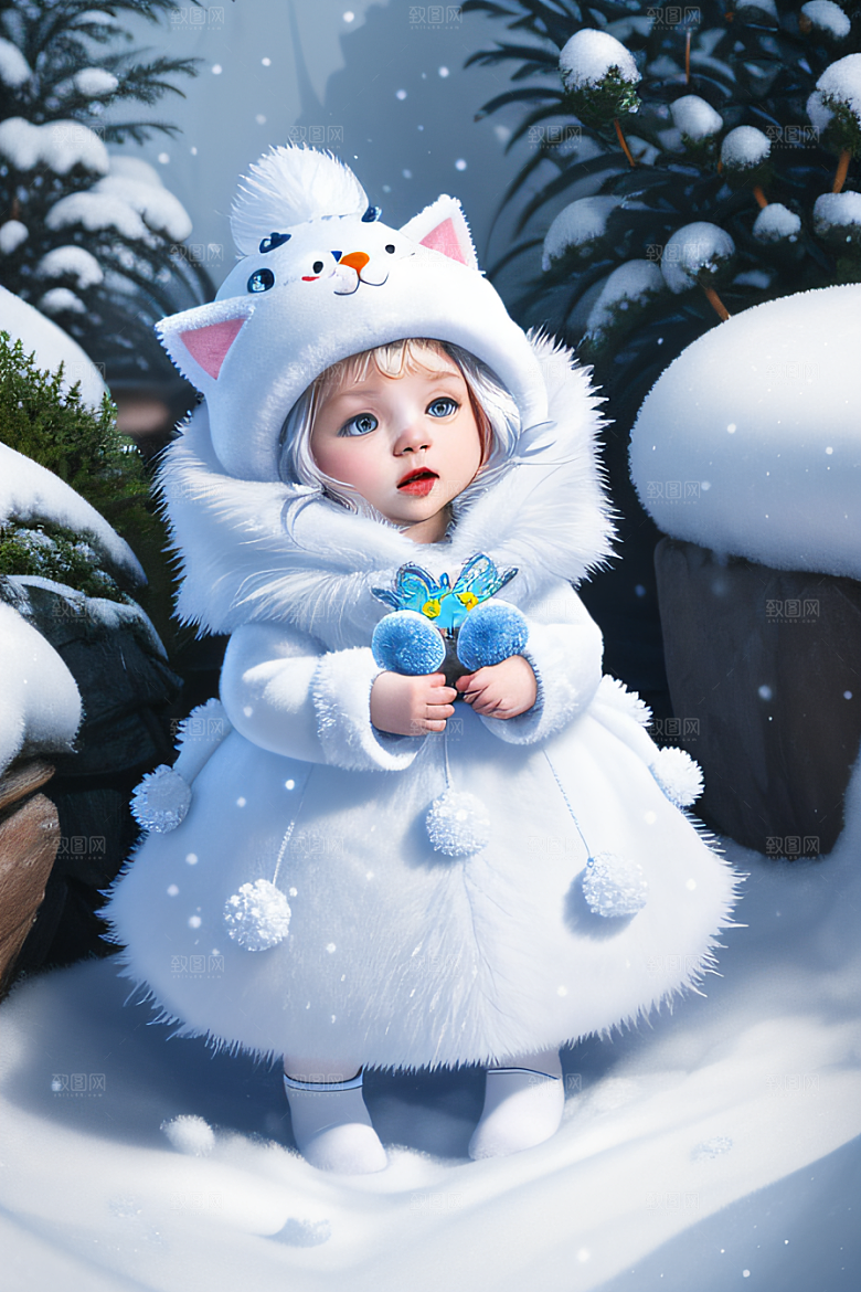 可爱宝贝猫咪变身雪后女王皮克斯风