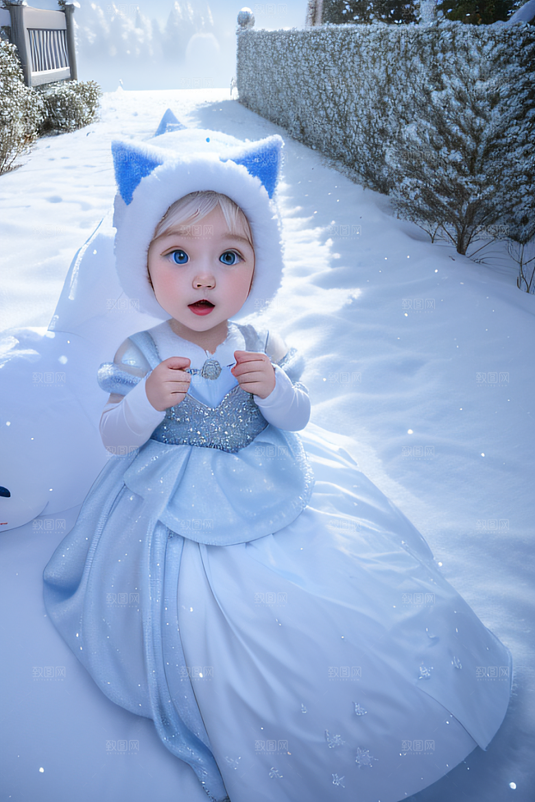 可爱宝贝猫咪变身雪后女王皮克斯风