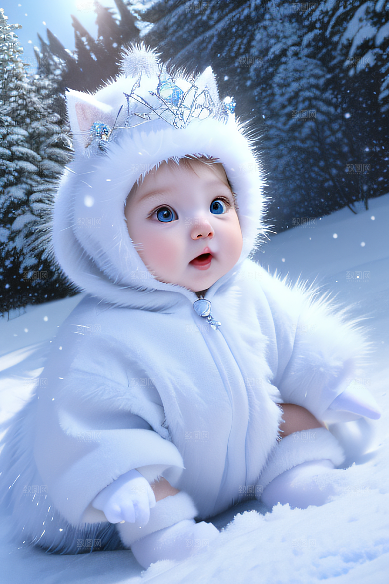 可爱宝贝猫咪变身雪后女王皮克斯风