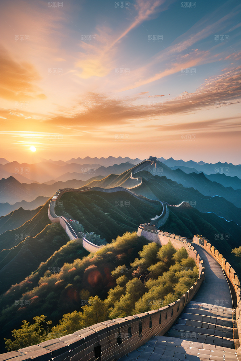 长城壮丽景色瑰丽如梦似幻