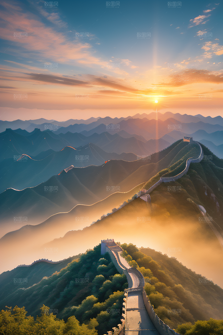 长城壮丽景色瑰丽如梦似幻