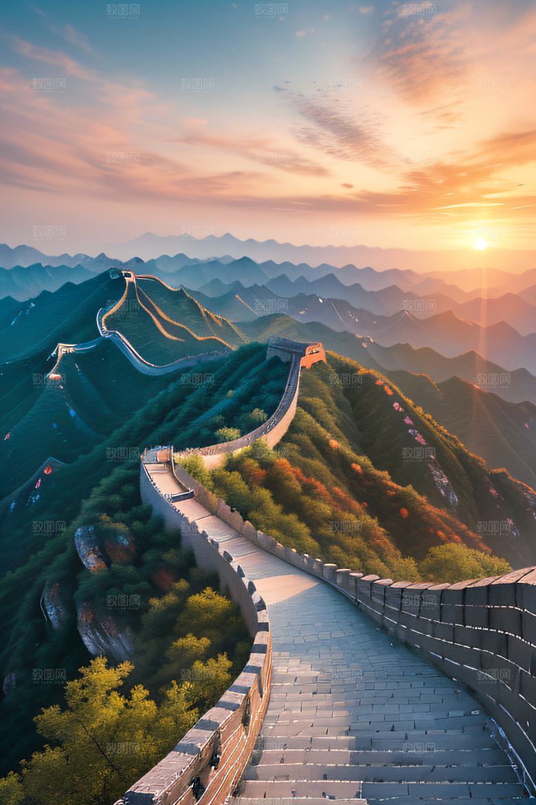长城壮丽景色瑰丽如梦似幻
