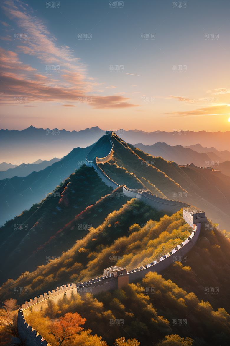 长城壮丽景色瑰丽如梦似幻