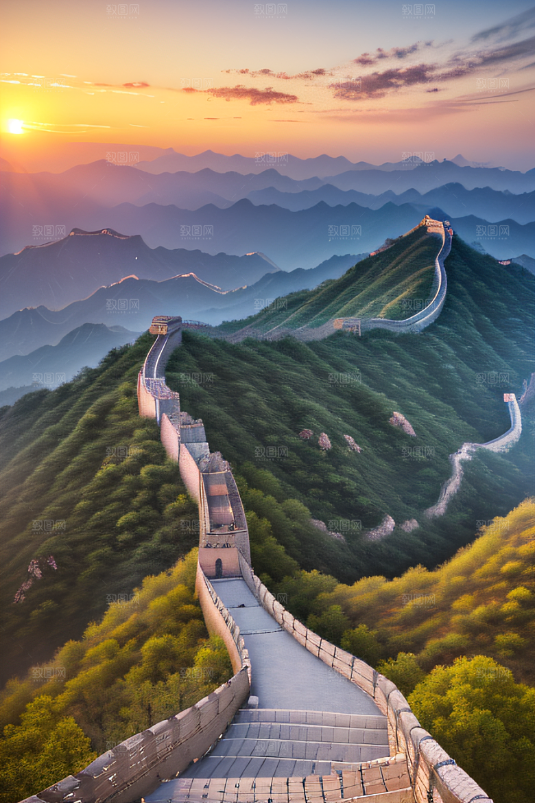 壮丽长城宏伟壮观的美景尽收眼底