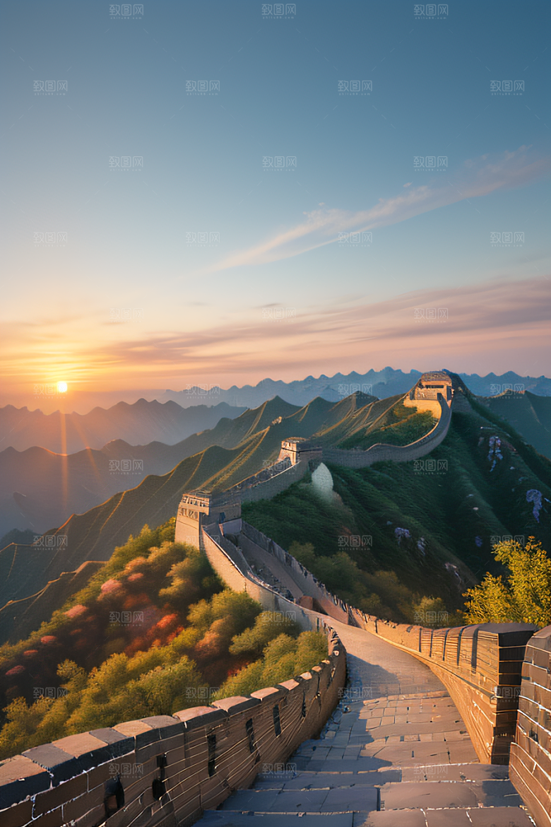 壮丽长城宏伟壮观的美景尽收眼底