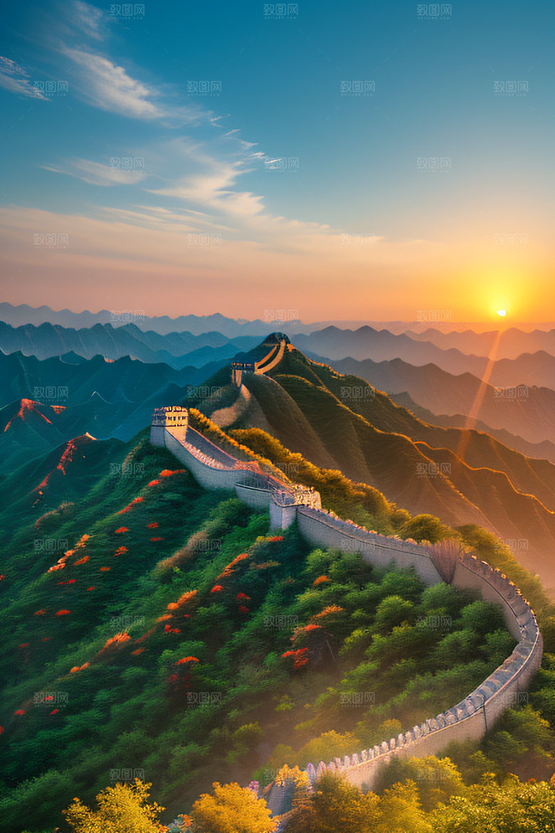 壮丽长城宏伟壮观的美景尽收眼底