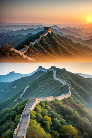 壮丽长城宏伟壮观的美景尽收眼底