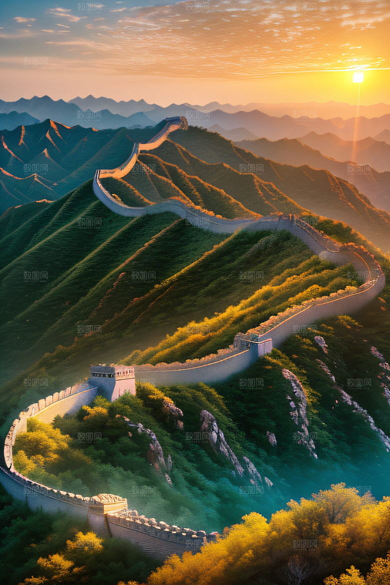 壮丽长城宏伟壮观的美景尽收眼底