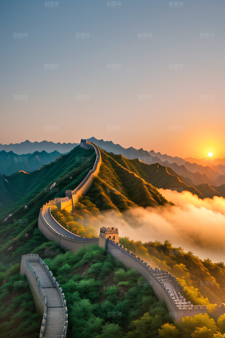 壮丽长城宏伟壮观的美景尽收眼底