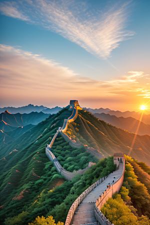 壮丽长城宏伟壮观的美景尽收眼底