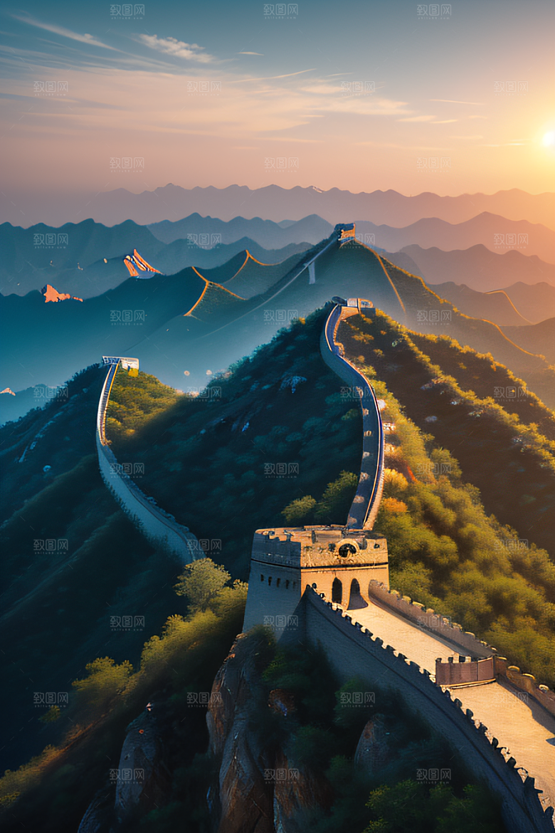 壮丽长城宏伟壮观的美景